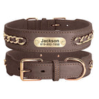 Hundehalsband aus echtem Leder für große Hunde, ID-Halsband mit kostenloser Namensgravur für kleine, mittlere und große Hunde, Metall-Design