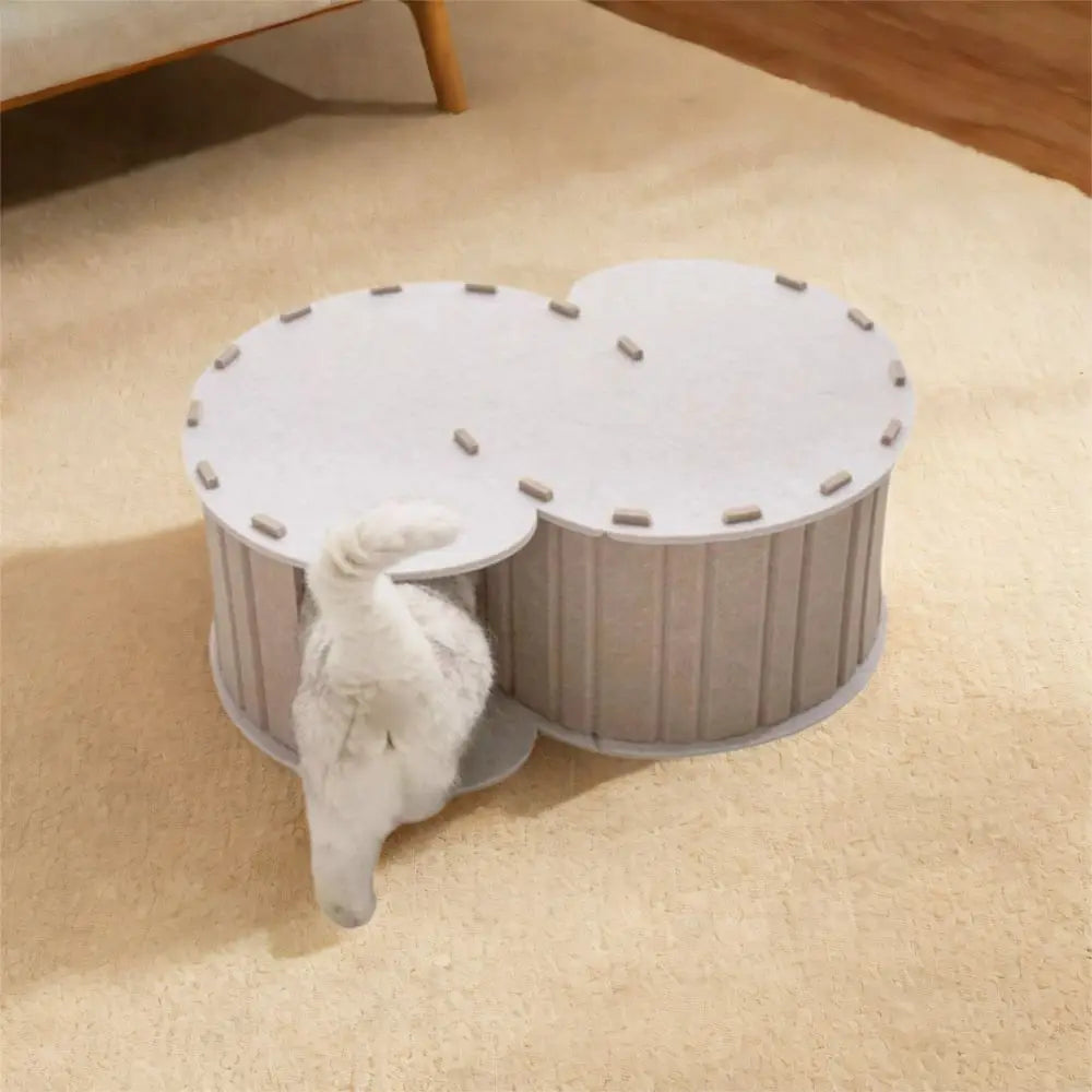 Pet Toys S-shaped Felt Cat Tunnel Bed Scratch Resistant Ventilated Semi Enclosed Cat Nest Detachable with Holes Cat Cave Playing