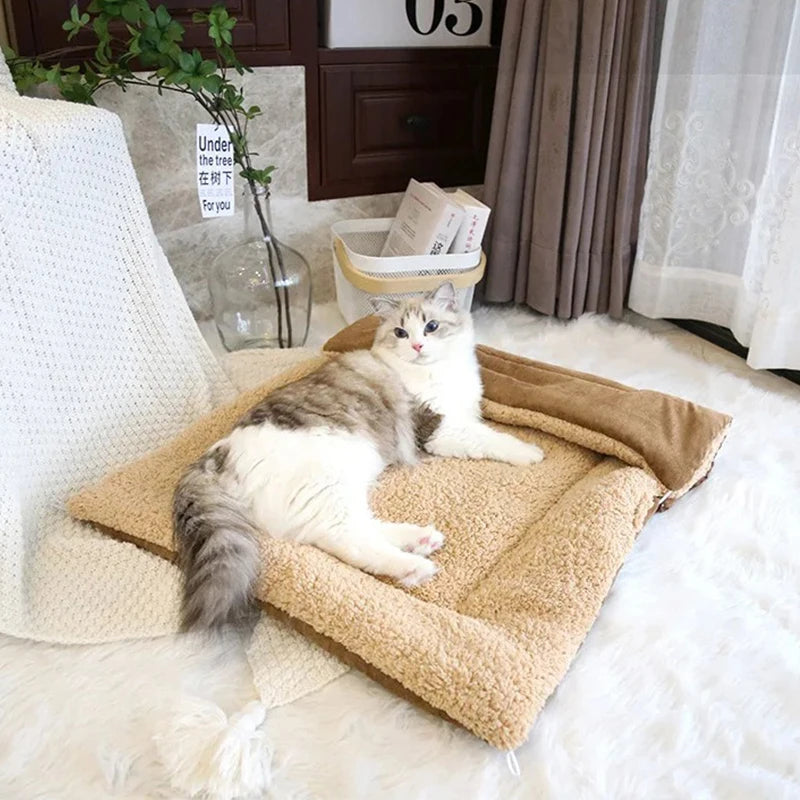 Katzenbetten für den Winter Warme Accessoires Katzenhäuser Hundebett Korb Matte Sachen Kissen Haus Welpenartikel Haustierbedarf