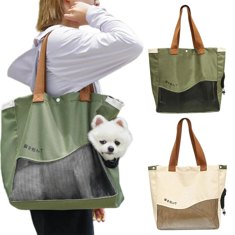 Atmungsaktive Haustiertragetasche Handtasche Schultertasche Kleine Mittelgroße Hunde Katzen Oxford-Canvas Tragbares Outdoor-Reise-Pack Haustierbedarf