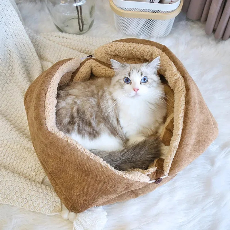 Katzenbetten für den Winter Warme Accessoires Katzenhäuser Hundebett Korb Matte Sachen Kissen Haus Welpenartikel Haustierbedarf