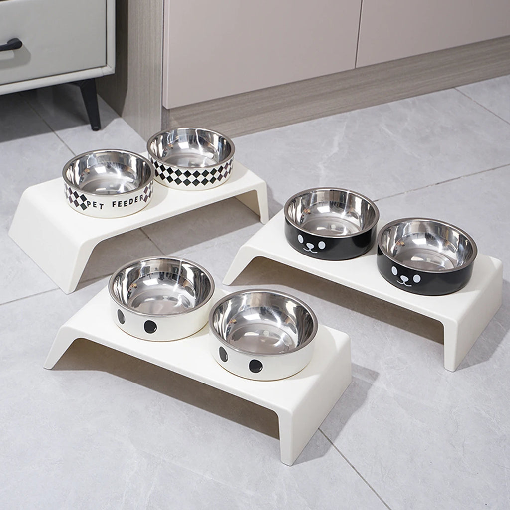 Erhöhte Hundenäpfe Futterstation mit Doppelten Edelstahl-Futter- und Wassernäpfen für Kleine Mittlere Große Hunde Katzen