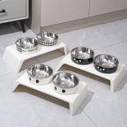 Erhöhte Hundenäpfe Futterstation mit Doppelten Edelstahl-Futter- und Wassernäpfen für Kleine Mittlere Große Hunde Katzen