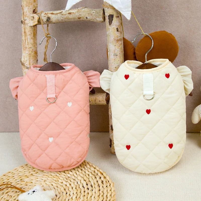 Hundekleidung Haustierkleidung Kleiner Hund Katze Warmer Mantel Herbst Winter Wasserdicht Bequem 24 Love Rüschenärmel Baumwollweste Outfit