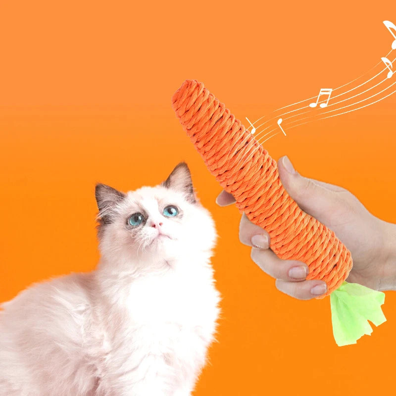 Katzenspielzeug Karotte Geräusch Haustierprodukte Bissfestes Papierseil Kratzbaum Saubere Zähne Interaktives Spiel Katze Karotten-Kauspielzeug für Katzen