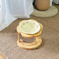 Ceramic Pet Cat Bowl High-legged Wooden Frame Drinking Water Feeding Bowl Cat Dog Pet Supplies Accessories