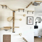 Wandmontiertes Katzenklettergerüst 50cm Katzenkletterleiter Hängematte Aktivität Sisal Katzenkratzbaum Katzenpedal Indoor Katzenhaus