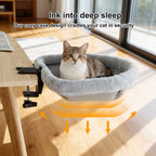 Katzen-Schreibtischbett, einfaches Zusammenklappen, versenktes Design, platzsparend, halbkreisförmige Katzen-Schreibtisch-Hängematte für Heimbüros und Wohnungskatzen
