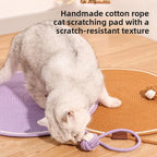 Cat Scratching Mat, Durable Cotton Rope Cat Scratcher with Self-Play Ball, 2-in-1 Sleeping & Claw Care Pad, Summer Use
