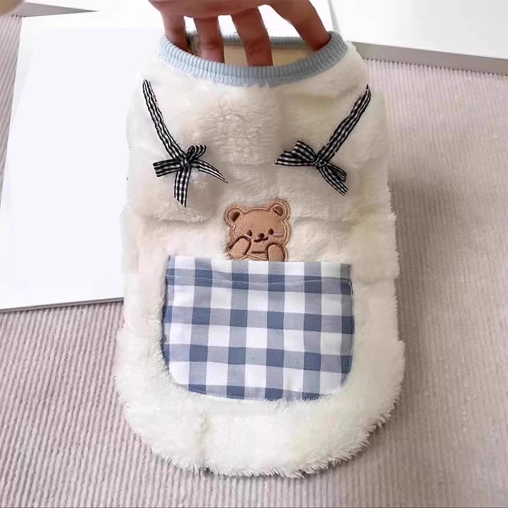 Niedliche Katzen-Hundekleidung, Winter-Plüschweste, weiches Fleece-Kätzchen-Jäckchen, warmer Welpenmantel, Bekleidung für kleine Hunde und Katzen