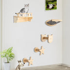 Wandmontiertes Katzenklettergerüst 50cm Katzenkletterleiter Hängematte Aktivität Sisal Katzenkratzbaum Katzenpedal Indoor Katzenhaus