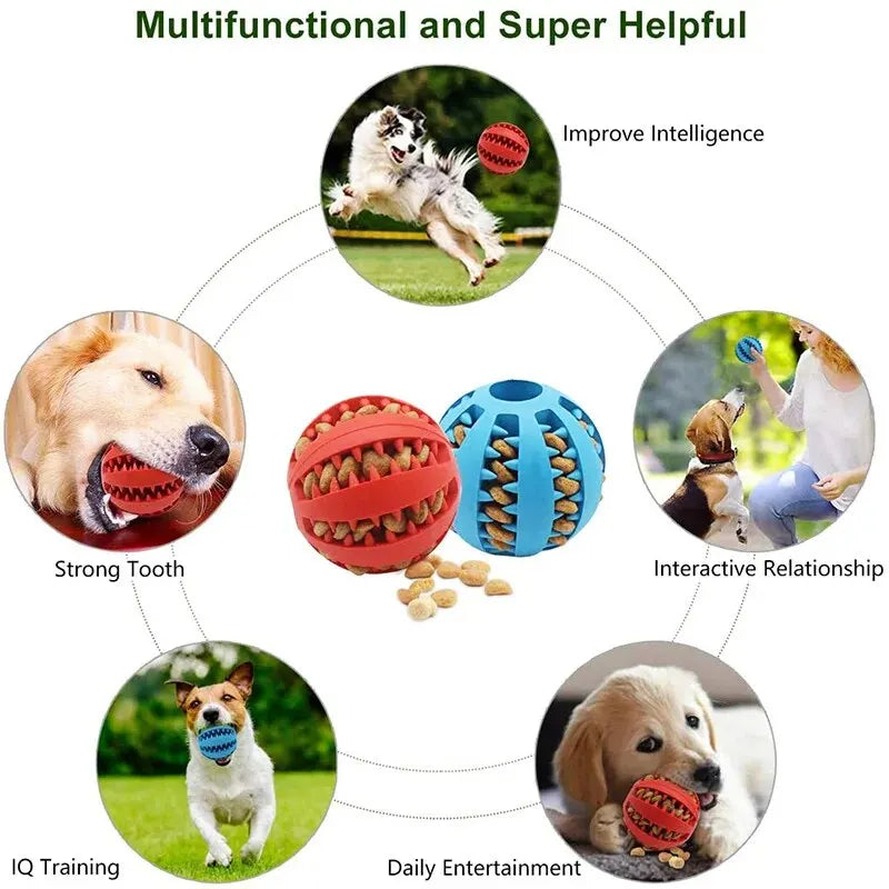 Hundespielzeugball, Ungiftiger Bissfester Spielzeugball für Haustierhunde, Welpen, Katzen, Hundefutterspender, Kauspielzeug, Zahnreinigungsball