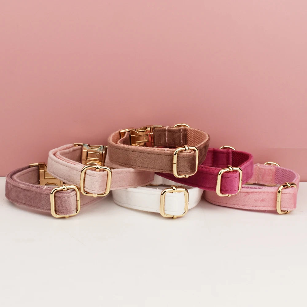 Velvet Collar Free Engrave Dog Collar For Medium Big Pet Necklace Dog Accessories Dog Collars