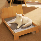 Katzenbett Holz Katze und Hundebett mit Teddybär-Muster Innenmöbel für Haustiere, vom Boden bis zur Decke (20*11 Zoll), bequem, langlebig