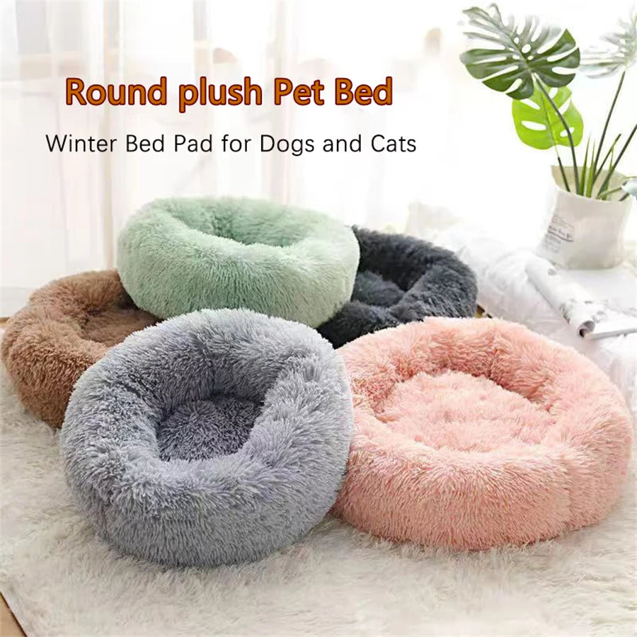 Yumşaq Pişik Yatağı Yastığı Plush İsti Süni Xəz İt Sakitləşdirici Yatağı Donut Dəyirmi Yataq Kiçik və Orta Ölçülü İt və Pişik Üçün Rahat Yuxu Yatağı Yuyulan