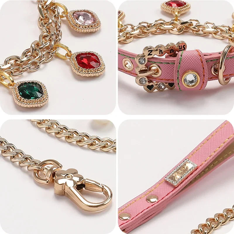 Pet Collar for Small Dogs Cats Adjustable Diamond Pendant Tassel Dog Collar Puppy Necklace for Wedding Valentines Day Gift
