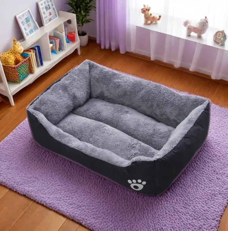 Schwarzes Hundebett Plüsch-Schlafbett für große, mittlere und kleine Hunde, rutschfeste und bissfeste Schlafmatte für Haustiere