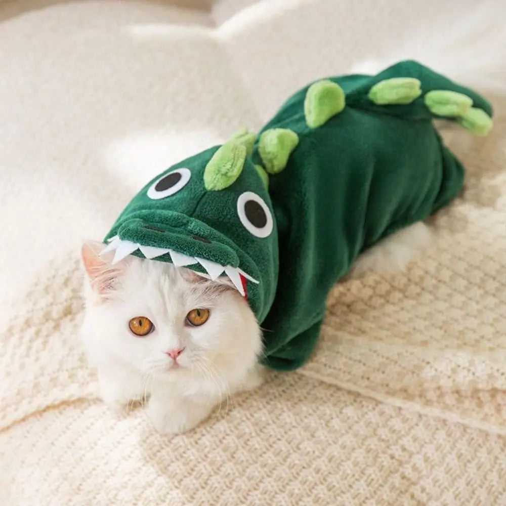 Cat Cotton Coat Pet Dinosaur Costume Comfortable Cartoon Pet Jumpsuits Warm Dog Four Legged Clothes for Cats and Dogs