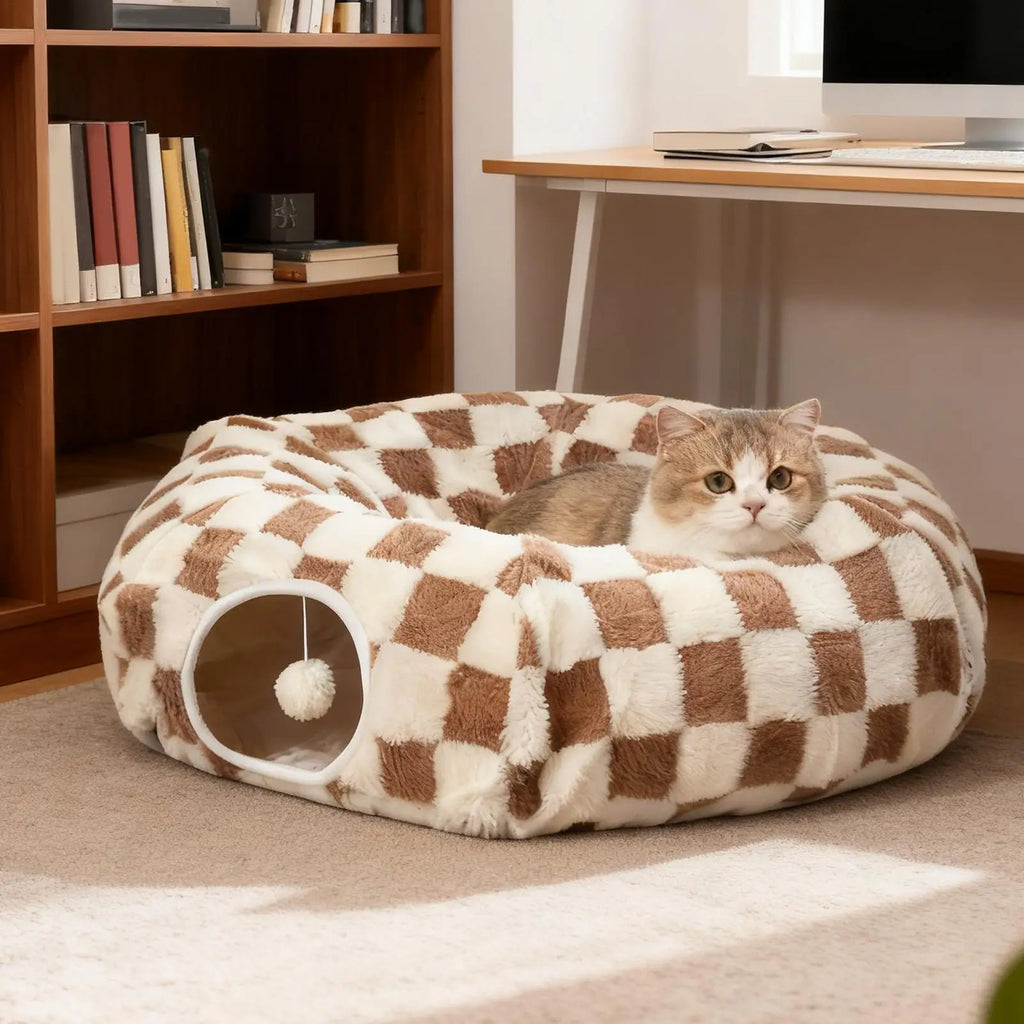 Katzentunnelbett Interaktives Spielzeug Waschbar mit Ball Tunnel Katzenbett Höhle Interaktives Spielzeug für Kätzchen Welpen Kleinen Hund Kaninchen Haustier