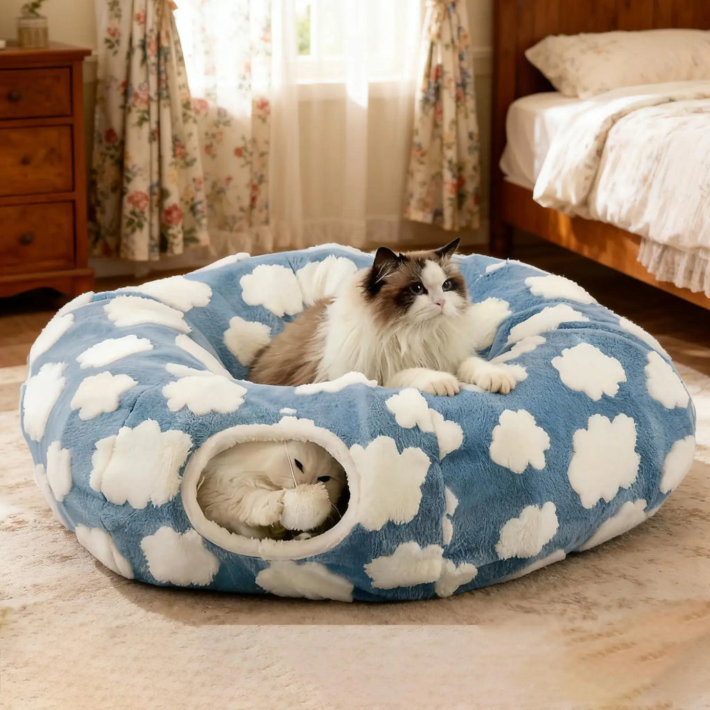 Katzentunnelbett Interaktives Spielzeug Waschbar mit Ball Tunnel Katzenbett Höhle Interaktives Spielzeug für Kätzchen Welpen Kleinen Hund Kaninchen Haustier