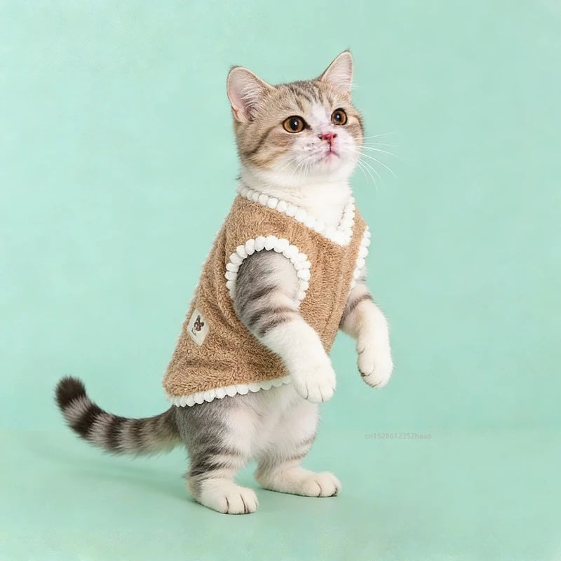 Soft Cozy Cat Clothes Autumn Winter Warm Fleece Sweatshirt for Small Dogs Puppy Kitten Jacket Coat Pet Costume Sweater
