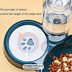 Futternäpfe mit Wasserspender, 3-in-1-Ohrdesign geneigter Katzen-Wasser- und Futternapf-Set mit Schwerkraft-Wasserflasche für Nackenschutz