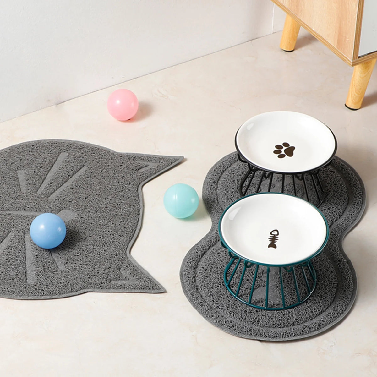 Whisker-Friendly Cat Bowl Wide Cat Wet Feeding Bowl Antitipping Ceramic Food Bowl with Stand for Kitten Puppy Food Water Feeding