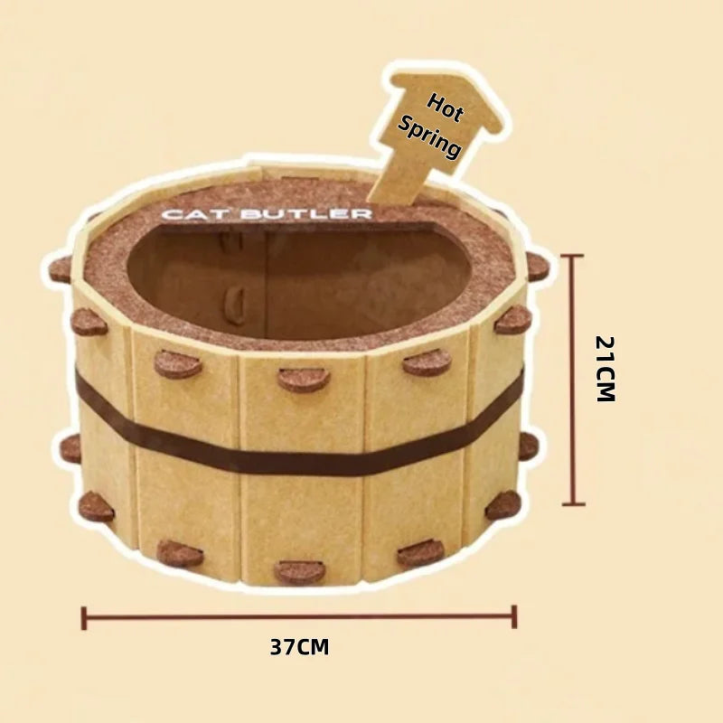 Four Seasons Bathtub Cat House Semi-Enclosed Felt Cat Bed Sturdy Washbasin Design for Claws Sharpening And Sleeping