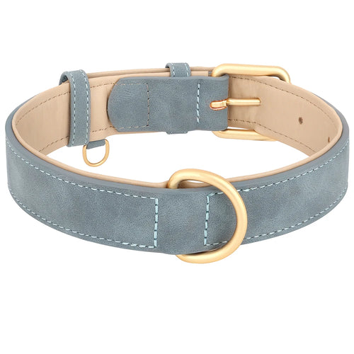 Adjustable Dog Collar Sude Leather Pet Collars Soft Leather Padded Dogs Necklace Collar for Small Medium Large Dogs Pitbull Pink