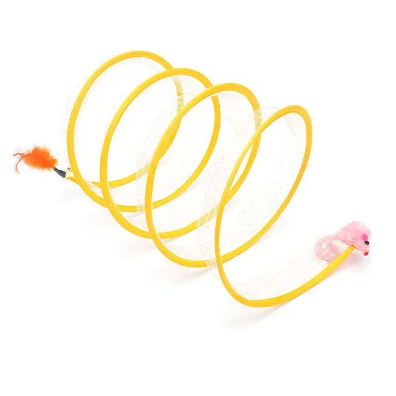 Folded Cat Tunnel S Type Cats Tunnel Spring Toy Mouse Tunnel With Balls And Crinkle Cat Outdoor Cat Toys For Kitten Interactive
