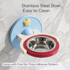 Cat Feeder Bowl 2 IN 1 Wall Mount Floor Standing Elevated Bowl Stand Anti-Tip Food Grade PP Safe for Indoor Pet Daily Meal