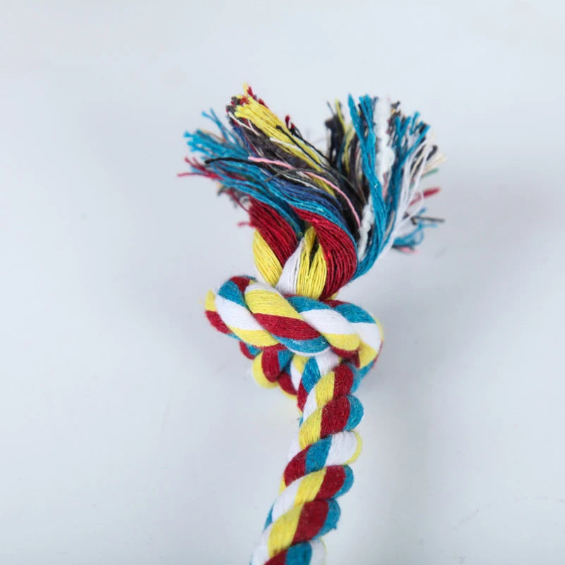 Random Color Pet Dog Toy Bite Rope Double Knot Cotton Rope Funny Cat Toy Bite Resistant and Sharp Teeth Pet Supplies Puppy Toys