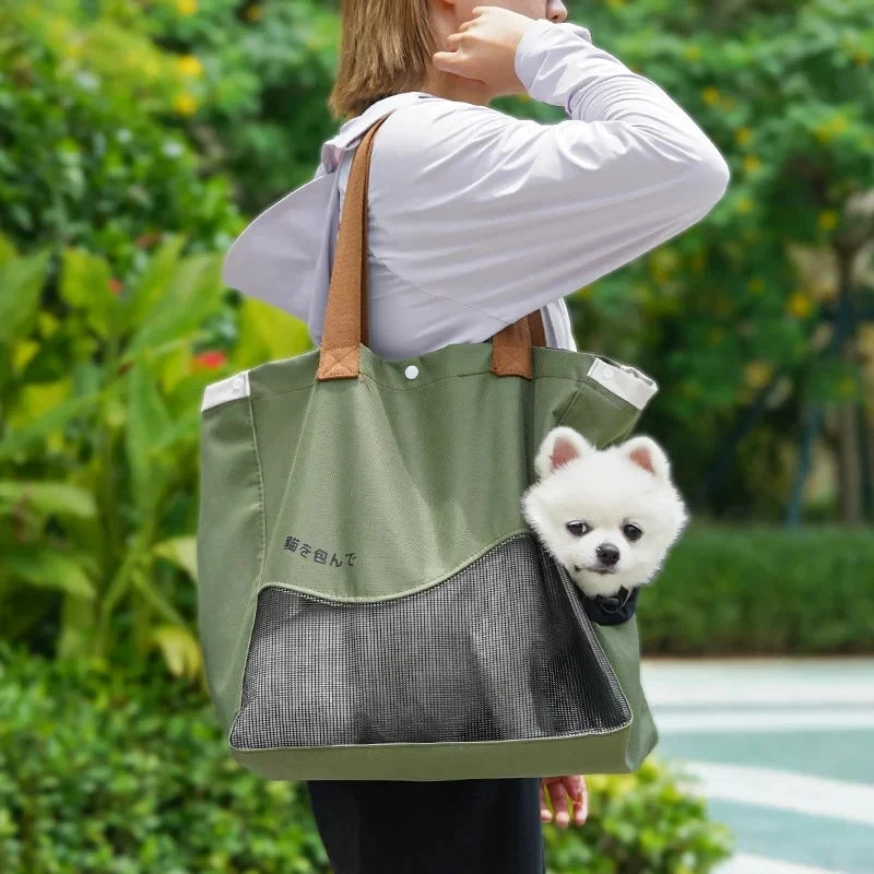 Atmungsaktive Haustiertragetasche Handtasche Schultertasche Kleine Mittelgroße Hunde Katzen Oxford-Canvas Tragbares Outdoor-Reise-Pack Haustierbedarf