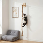 Wandmontierter Katzenkratzbaum, natürliche Sisalhanfseil, vertikales Katzenkletterseil, platzsparendes Indoor-Katzenspielzeug mit Holzplattform