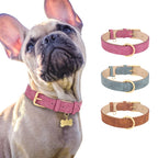 Verstellbares Hundehalsband aus Wildleder, weich gepolstertes Hundehalsband aus Leder für kleine, mittelgroße und große Hunde, Pitbull, Rosa