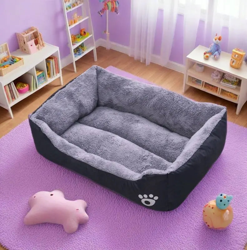 Schwarzes Hundebett Plüsch-Schlafbett für große, mittlere und kleine Hunde, rutschfeste und bissfeste Schlafmatte für Haustiere