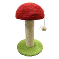 Roter Katzenkratzbaum in Pilzform mit Sisal-Kratzfläche, Mini-Haustiervilla & grünem Pompon-Sockel