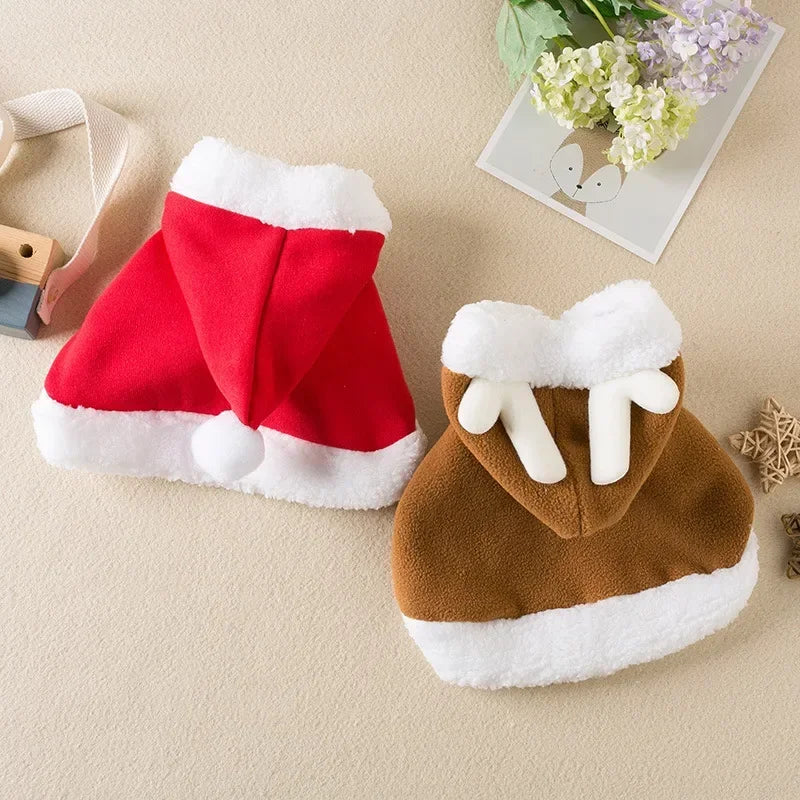 Cat Costume Santa Cosplay Funny Transformed Cat/Dog Pet Christmas Cape Dress Up Clothes Red Scarf Cloak Props Decor