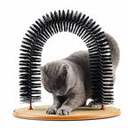 Katzenspielzeug Bogen, Selbstpfleger, verwöhnt Katzen mit einer Massage- und Fellpflegebürste mit Kratzmatte, interaktives Spielzeug für Katzen