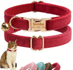 Personalized Velvet Collar Soft Pet Choker Free Custom Name Phone Number Adjustable Velvet Kitty Neckband Small Dog Identity