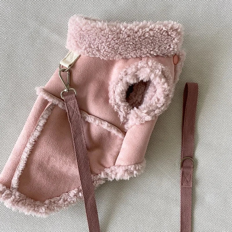 Classic Solid Dog Vests Winter Fleece Warm Pet Dog Clothes For Small Medium Dogs Jackets Cats Fall Clothes Traction Warm Vest
