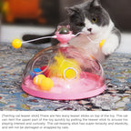Katzen-Rätselspielzeug für drinnen für Kätzchen Interaktive Spiele Spinnende Kugelbahn & Feder-Teaser-Spielzeug Stimulation des Gehirns Schatzkiste