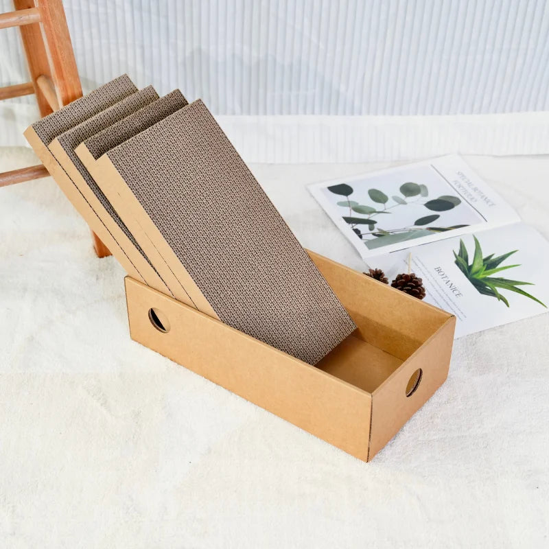 4 Pack 1 Cat Scratching Post Cardboard Box for Indoor Cats, Cat Scratching Mat Cardboard Box for Indoor Cats and Kittens