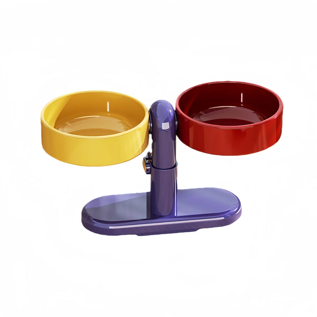 Double Color Pet Cat Feeder High-legged Dual Bowl 360 Rotatable Detachable Suction Cup Feeding Bowl for Cats