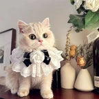Cat Dog Collar Silk Wedding Cat Puppy Ribbon Scarf Princess Style Lace Collar Bell Necklace Bib New Kitten Accessories Bowtie