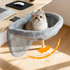 Katzen-Schreibtischbett, einfaches Zusammenklappen, versenktes Design, platzsparend, halbkreisförmige Katzen-Schreibtisch-Hängematte für Heimbüros und Wohnungskatzen