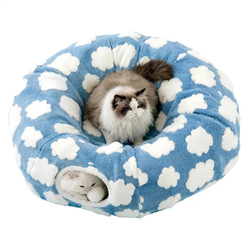 Katzentunnelbett Interaktives Spielzeug Waschbar mit Ball Tunnel Katzenbett Höhle Interaktives Spielzeug für Kätzchen Welpen Kleinen Hund Kaninchen Haustier