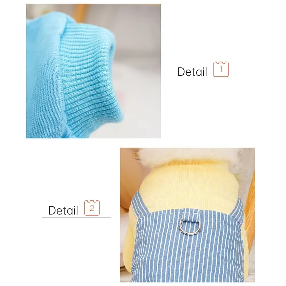Hundekleidung Ganzjährig Weiches, dehnbares Haustier-Shirt für Welpen, Kätzchen, Atmungsaktive Baumwoll-Haustierkostüme, Gestreifte Alltagsoutfits
