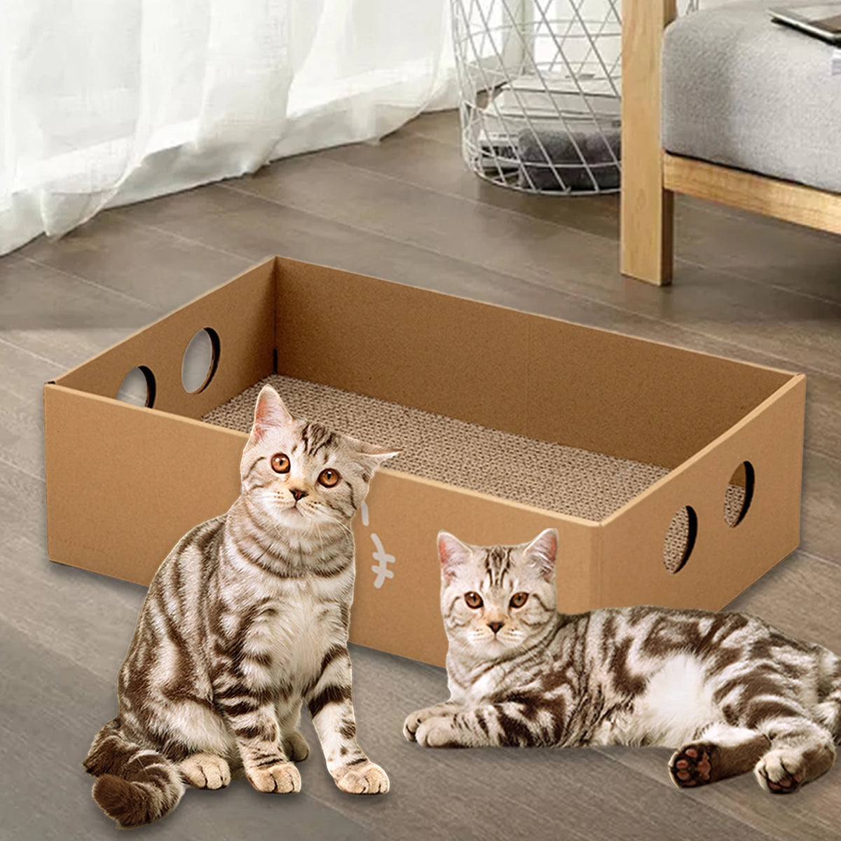 Cat Scratching Box Large Cat Cardboard House Corrugated Paper Cat Scratcher Pad Grinding Claw Furniture Protection Pet Supplies