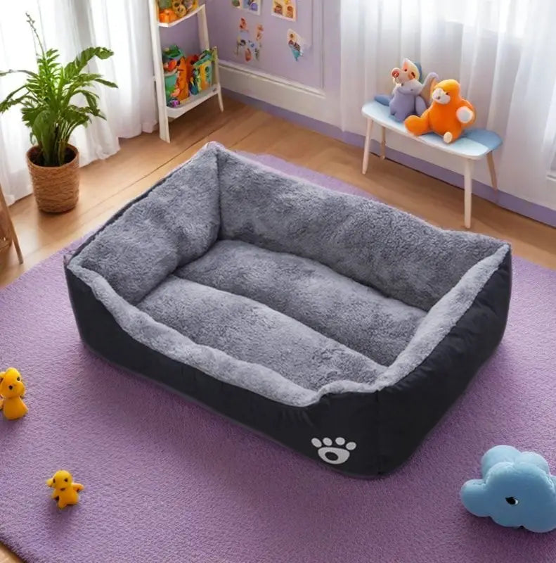 Schwarzes Hundebett Plüsch-Schlafbett für große, mittlere und kleine Hunde, rutschfeste und bissfeste Schlafmatte für Haustiere